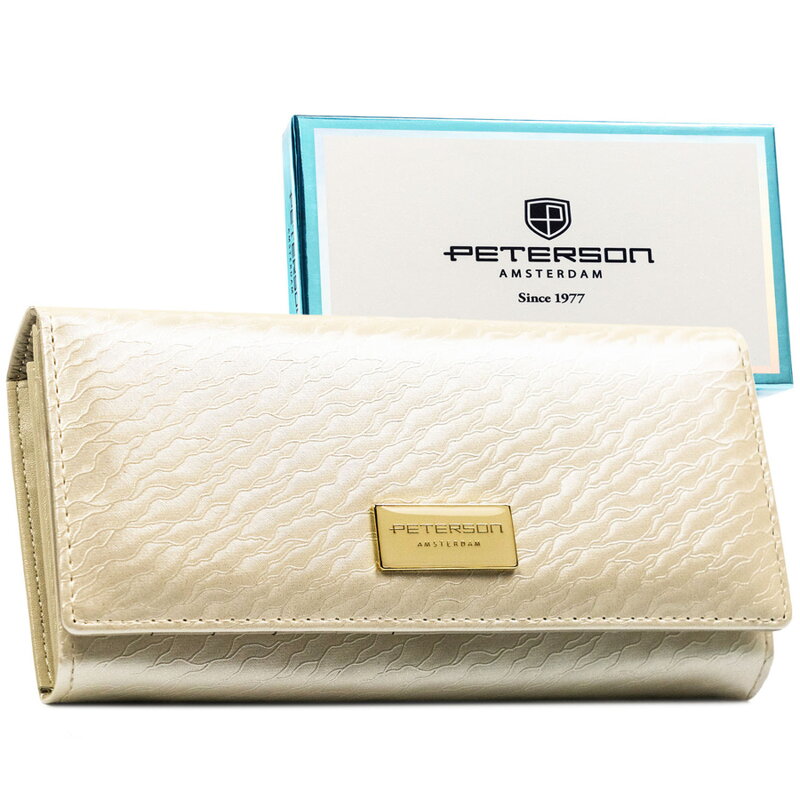 Dámska peňaženka v farbe ecru so zapínaním na patent a RFID ochranou
