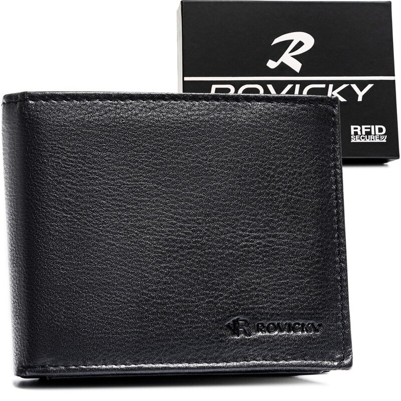Pánska kožená peňaženka – veľká čierna RFID
