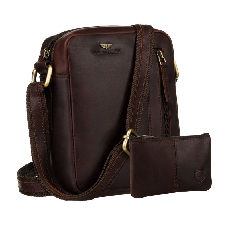 Pánska hnedá kožená crossbody taška Peterson + puzdro na kľúče Pánska hnedá kožená crossbody taška Peterson + puzdro na kľúče