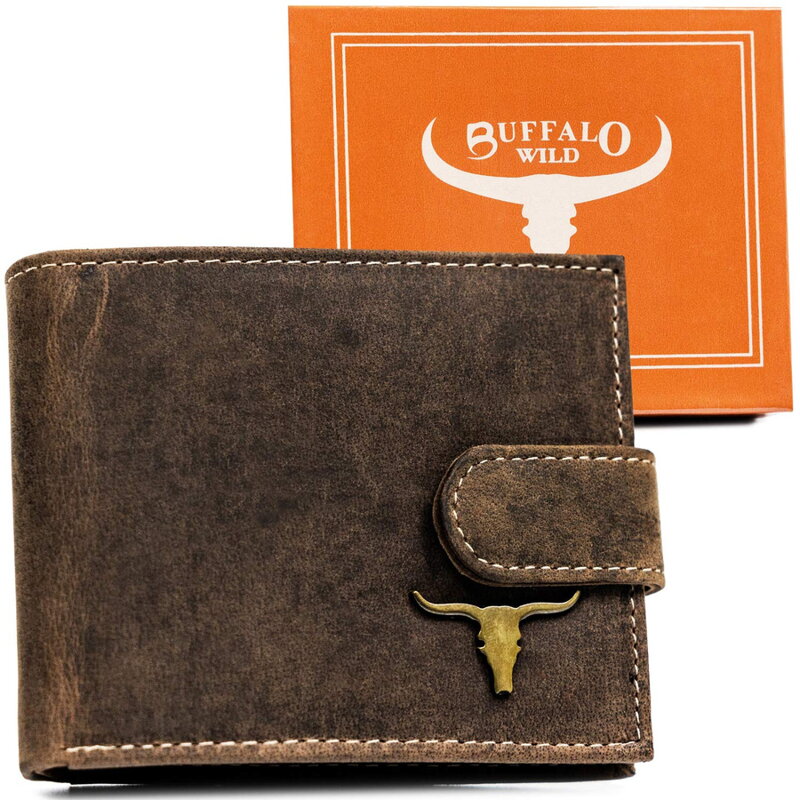 Pánska kožená peňaženka s uzatváraním na patent – Buffalo Wild