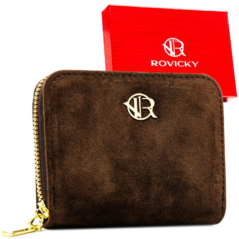 Malá dámska peňaženka Rovicky hnedá – kompaktná peňaženka na zips