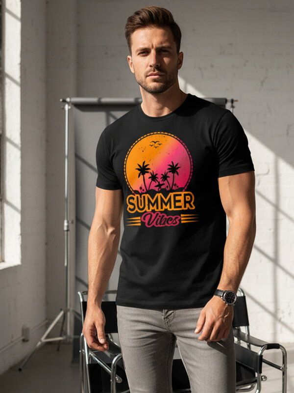 Men's Summer Vibes bedrucktes T-Shirt schwarz Dstreet NX047R