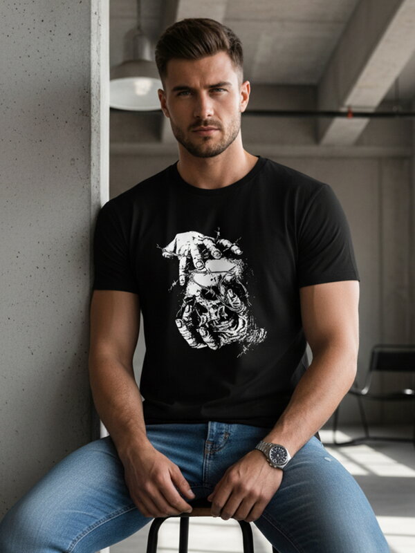 Bedrucktes Feuerwehr-T-Shirt mit Totenkopf für Männer NX054R
