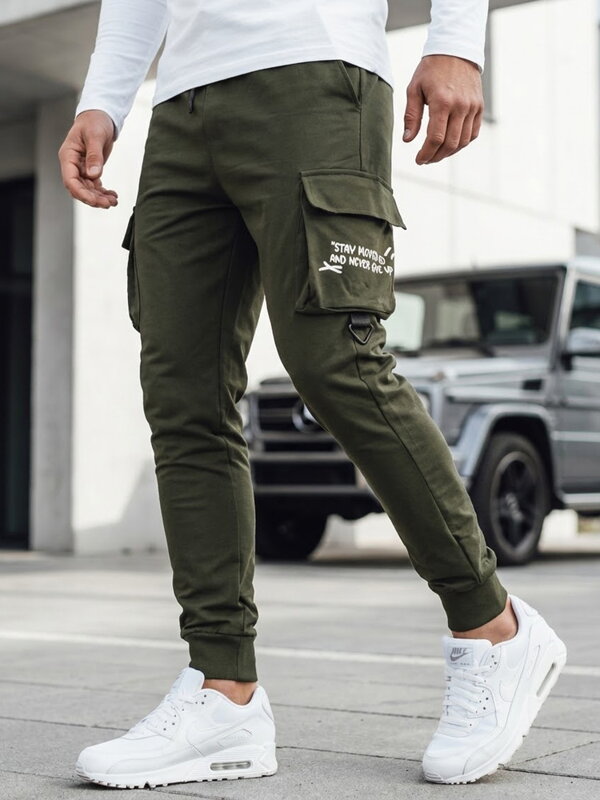 Pánske zelené cargo nohavice Dstreet UX4162