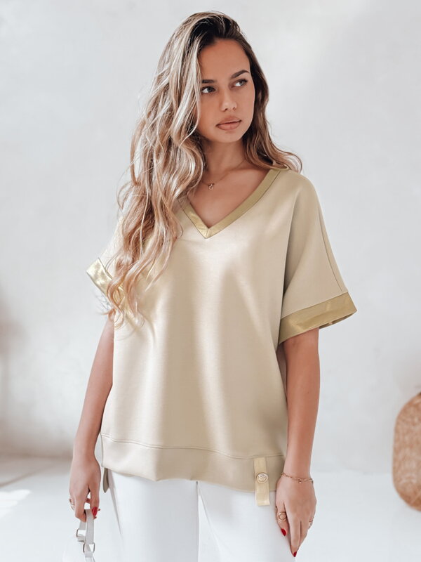 Bluzka damska oversize SHINE LOVE beżowa Dstreet RY2914