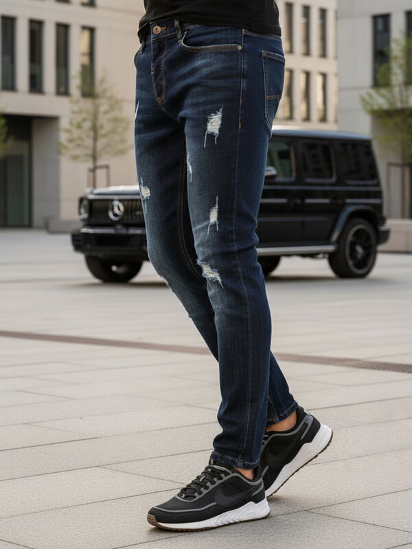 Granátové pánske džínsy