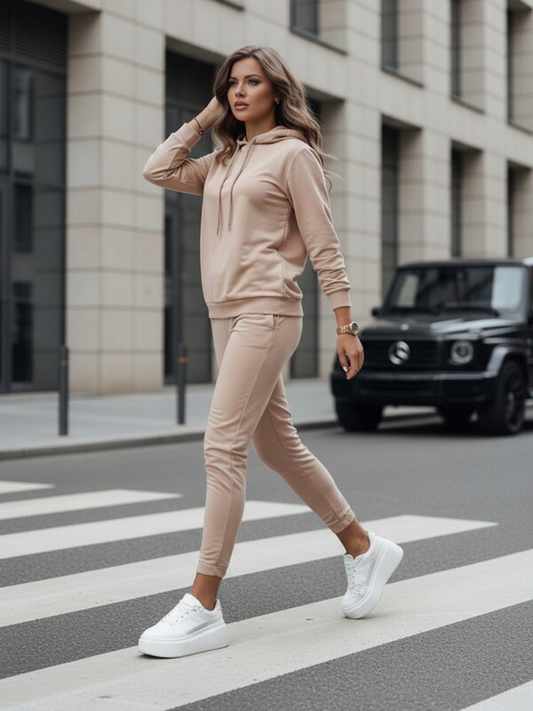 Dámsky tmavobéžový teplákový komplet MIGEL AY1086