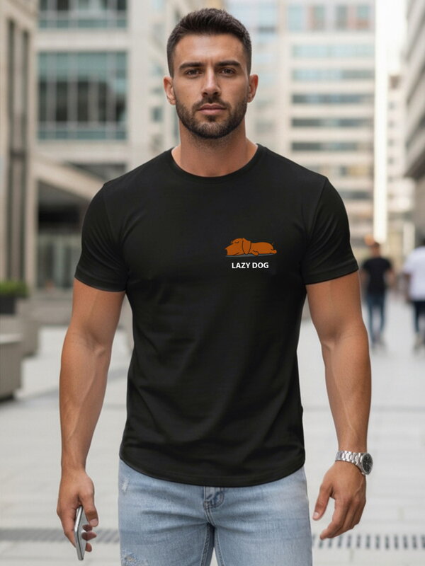Herren-T-Shirt mit minimalistischem Aufdruck schwarz Dstreet NX5096R
