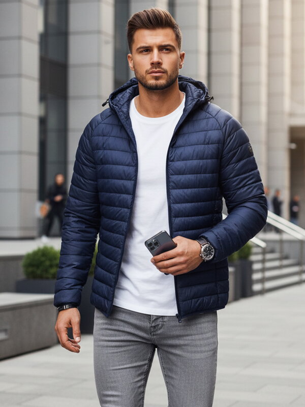 Pekná tmavo-modrá prechodná bunda