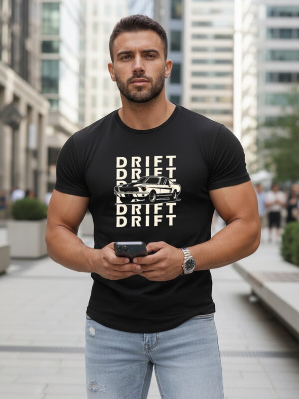 Herren T-Shirt mit Totenkopf und Blumendruck NX079R