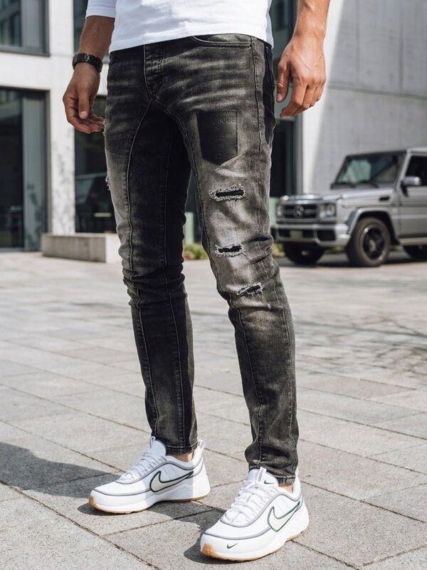 Pánske čierne džínsové nohavice Dstreet UX4298