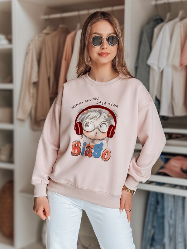 Dámska mikina LALA VIBE s potlačou dievčaťa – ružová BY1505