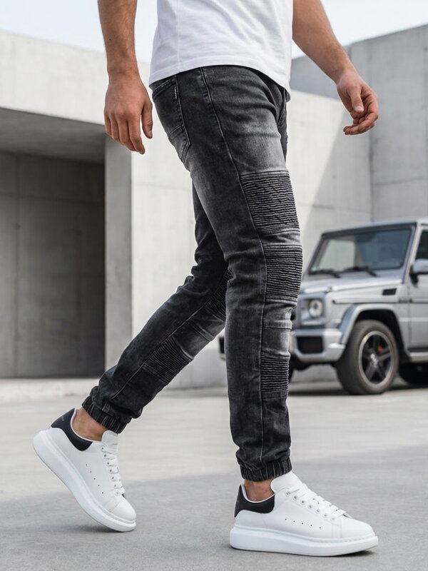 Pánske čierne džínsové joggery Dstreet UX4222