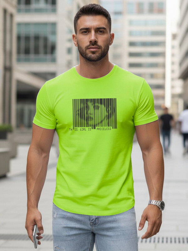 Bedrucktes lindgrünes Herren-T-Shirt Dstreet NX5014R