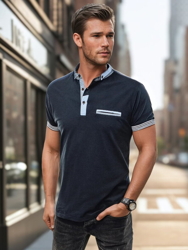 Pánske polo tričko modré Dstreet PX0621