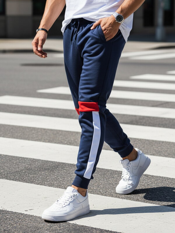 Pánske tepláky so šnúrkou na stiahnutie, námornícka modrá UX4450