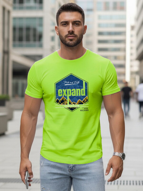 Bedrucktes Herren-T-Shirt EXPAND lindgrün Dstreet NX5004R