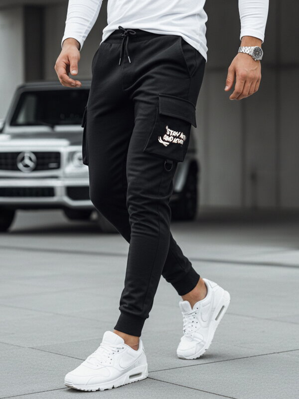 Pánske čierne cargo nohavice Dstreet UX4161