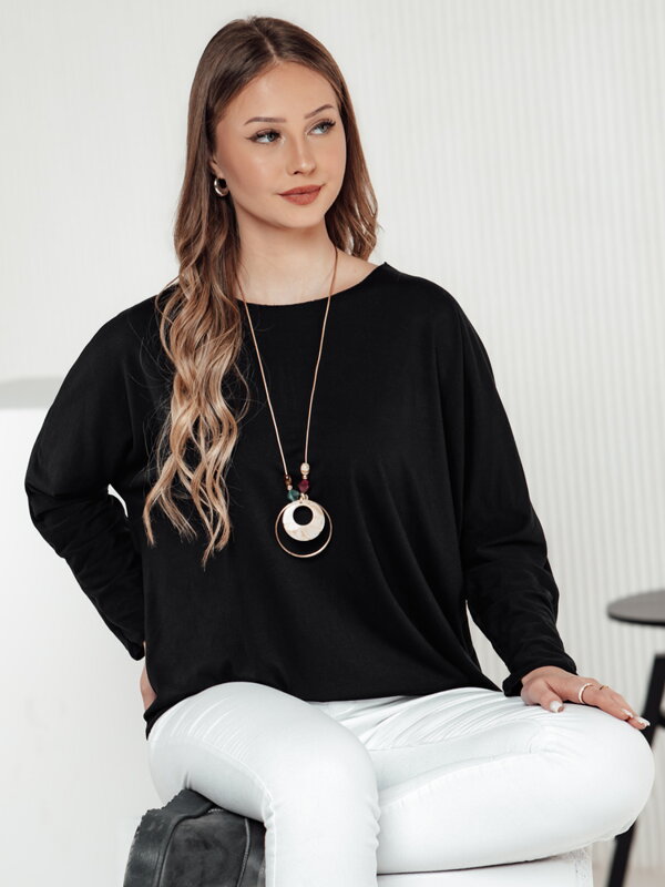 Bluzka damska LOOSEFEMME oversize z wisiorkiem z czarna Dstreet RY2705