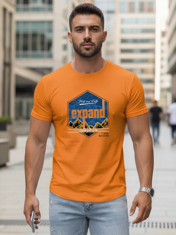 Bedrucktes Herren-T-Shirt EXPAND orange Dstreet NX5004R