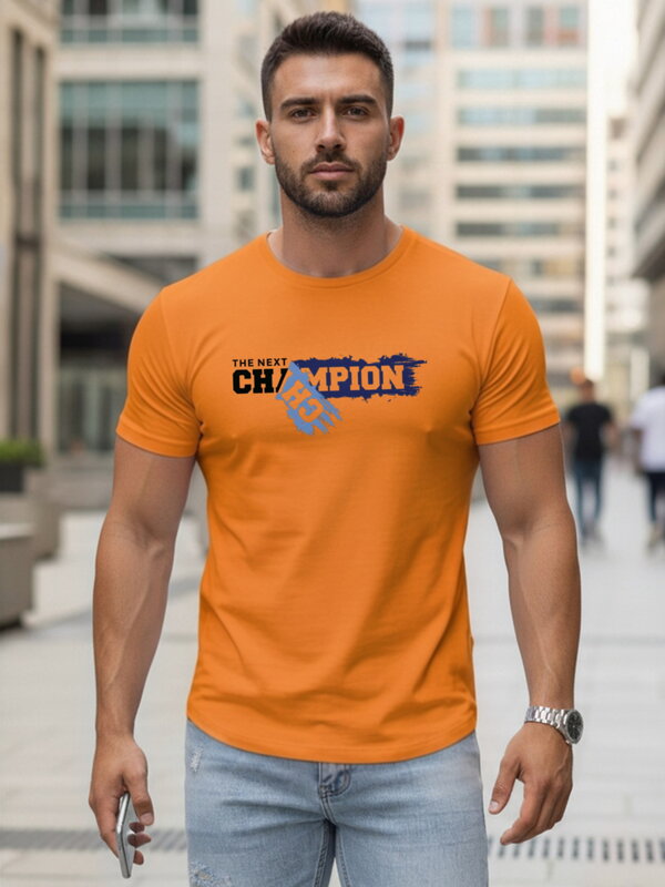 Orangefarbenes bedrucktes Herren-T-Shirt Dstreet NX5017R