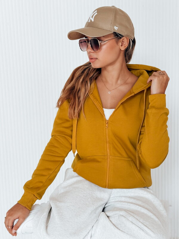 Bluza damska rozpinana z kapturem kamelowa BY0227