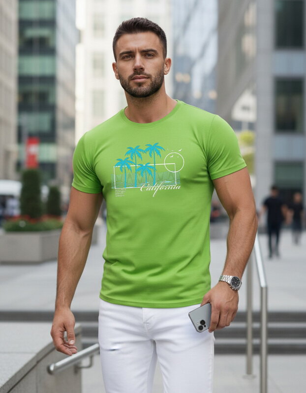 Herren T-Shirt mit Totenkopf und Blumendruck NX079R