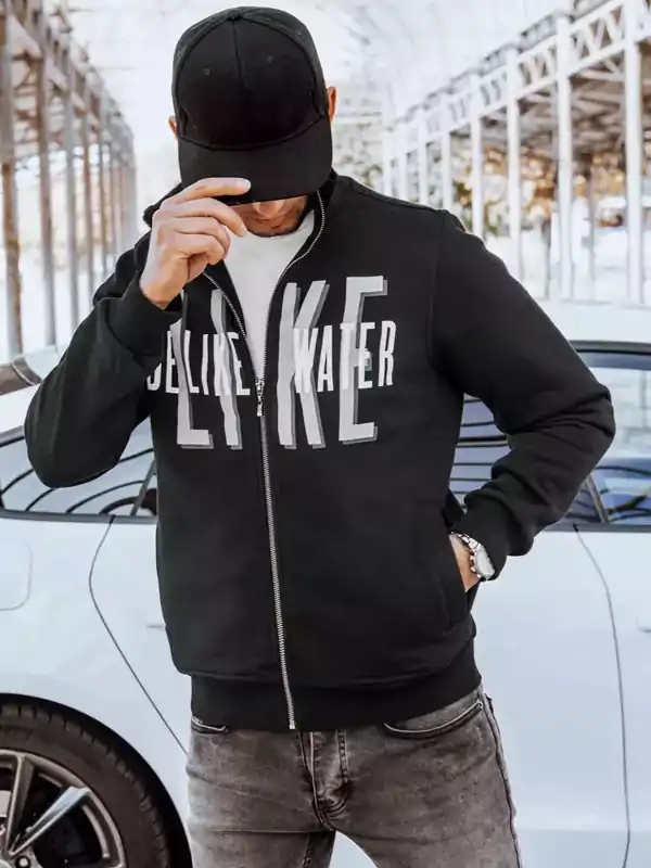 Čierna pánska mikina s potlačou