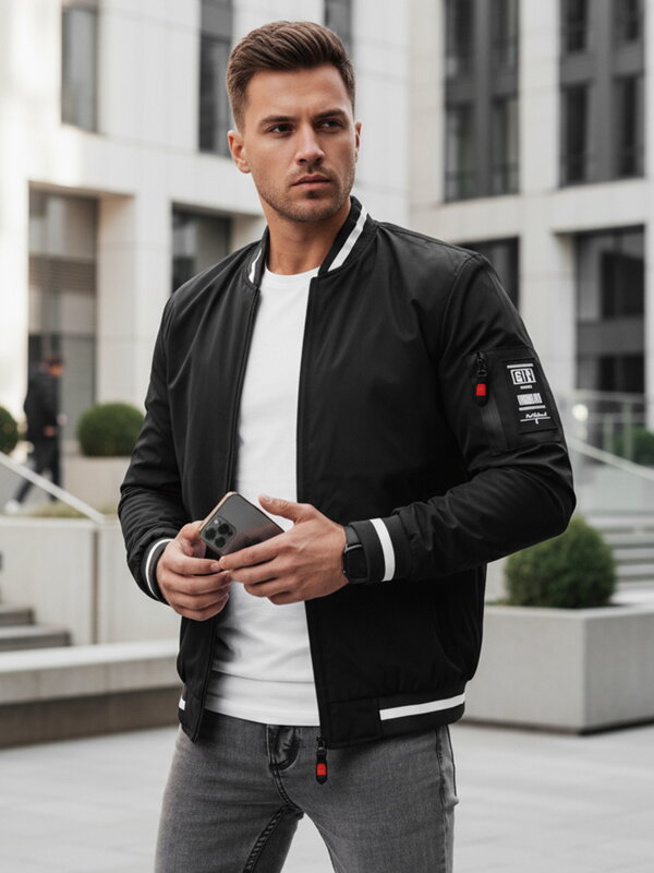 Pánska prechodná bomber bunda, čierna Dstreet TX5013