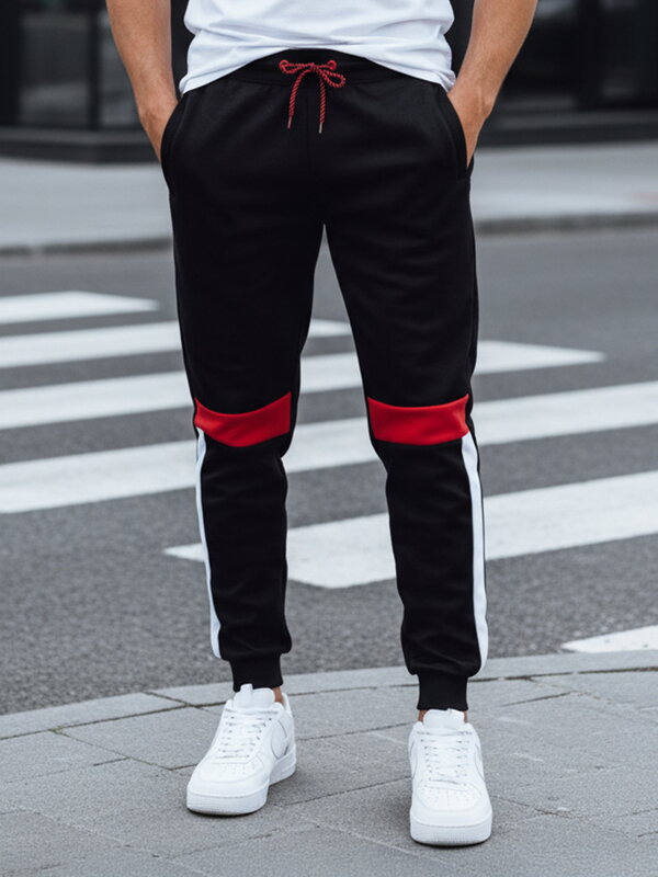 Pánske tepláky so sťahovacou šnúrkou, čierne Dstreet UX4448