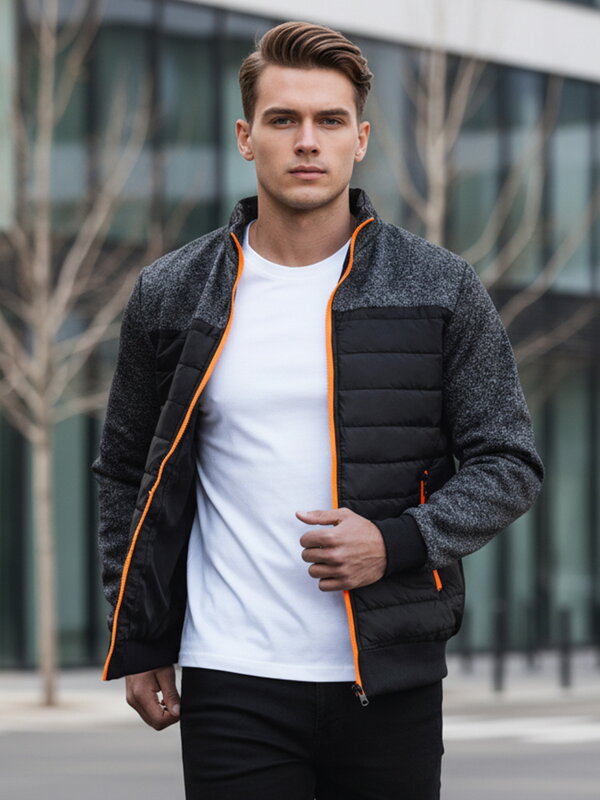 Čierna prešívaná pánska bunda