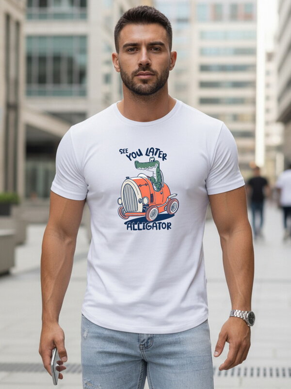 Herren T-Shirt mit Totenkopf und Blumendruck NX079R