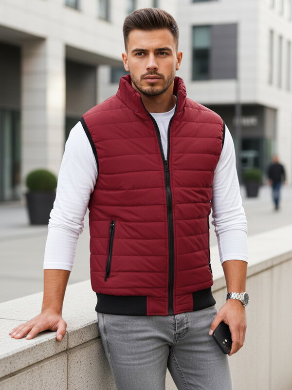 Bordová prešívaná vesta