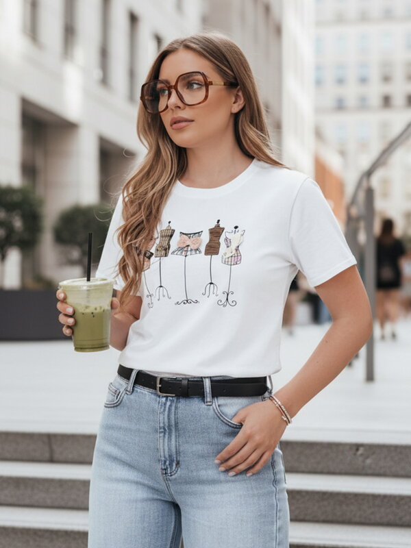 T-shirt damskie z nadrukiem MANETEE biały Dstreet RY2728