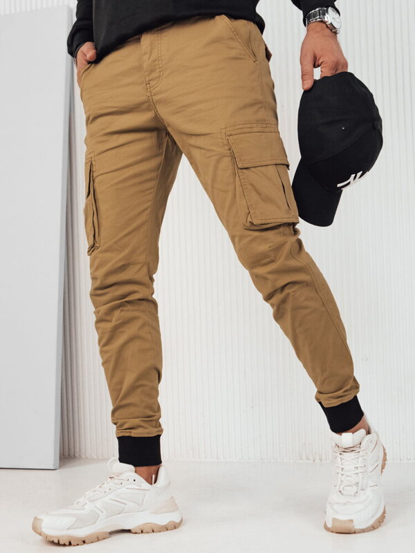 Pánske khaki cargo nohavice Dstreet UX4176