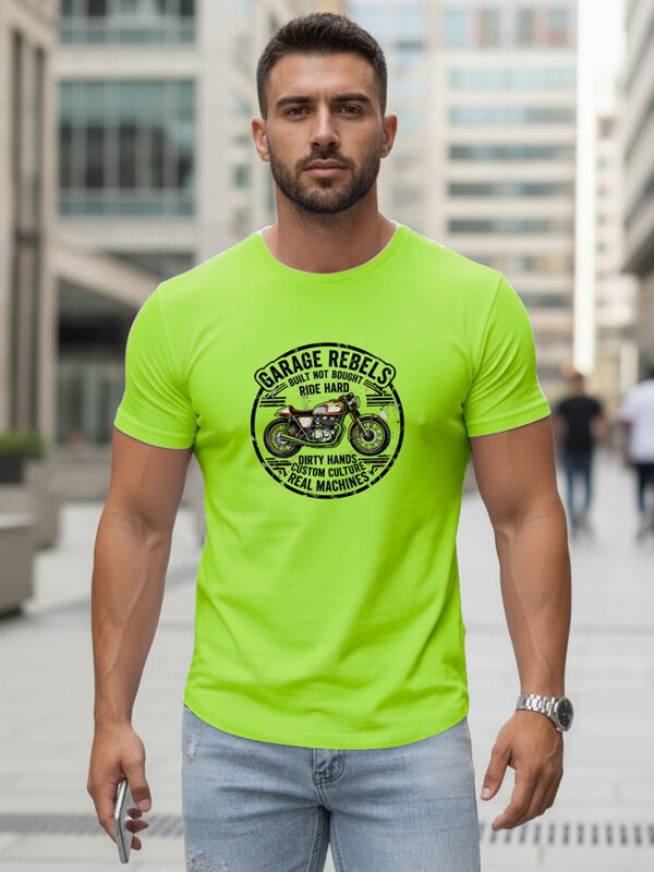 Herren-Motorrad-Druck lindgrünes T-Shirt Dstreet NX5007R