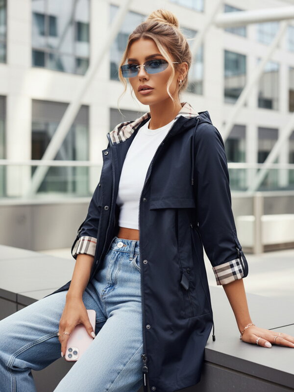 Dámska bunda parka VERDU, tmavomodrá, Dstreet TY4227