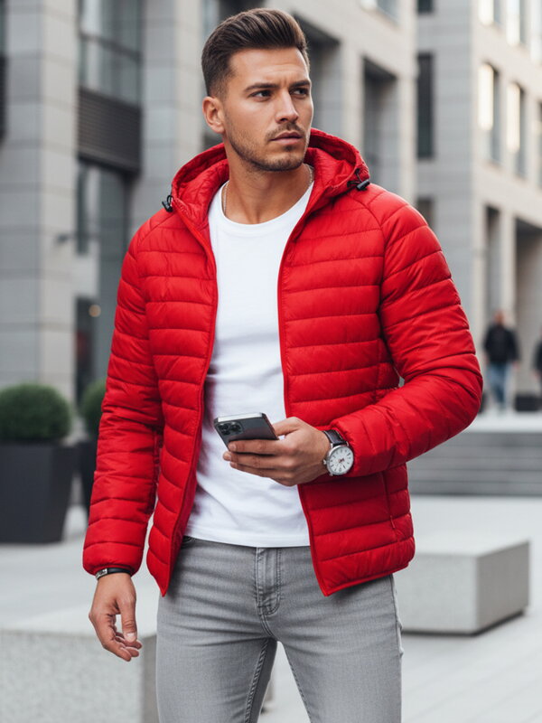 Červená pánska prešívaná bunda