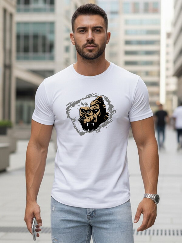 Bedrucktes weißes Herren-T-Shirt Dstreet NX5085R