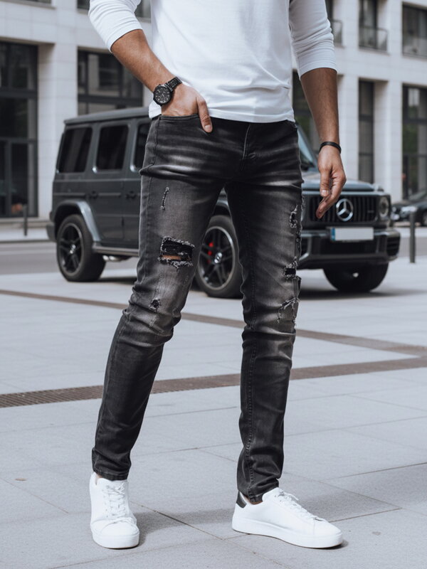 Pánske čierne džínsové nohavice Dstreet UX4247