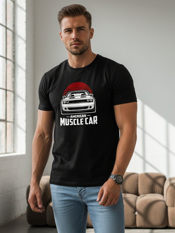 Herren Muscle Car Print T-Shirt schwarz Dstreet NX046R