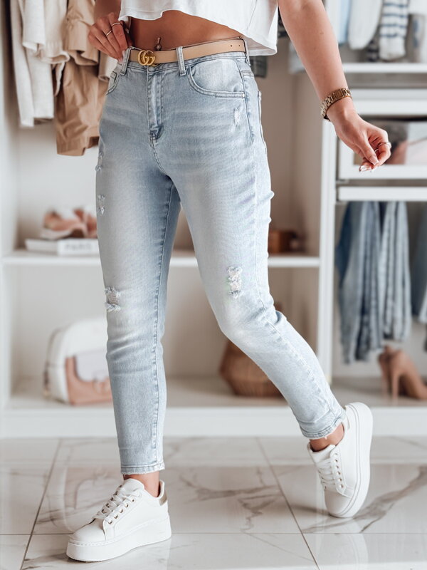 Dámske rifľové nohavice mom fit DEMILOVE modré UY2502