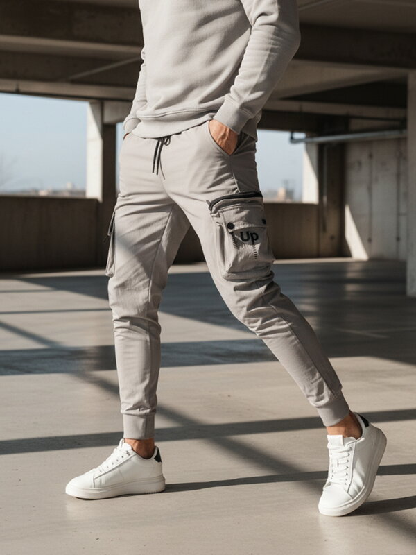 Pánske sivé cargo nohavice Dstreet UX4156