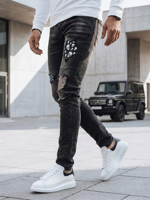 Pánske čierne džínsové nohavice Dstreet UX4295