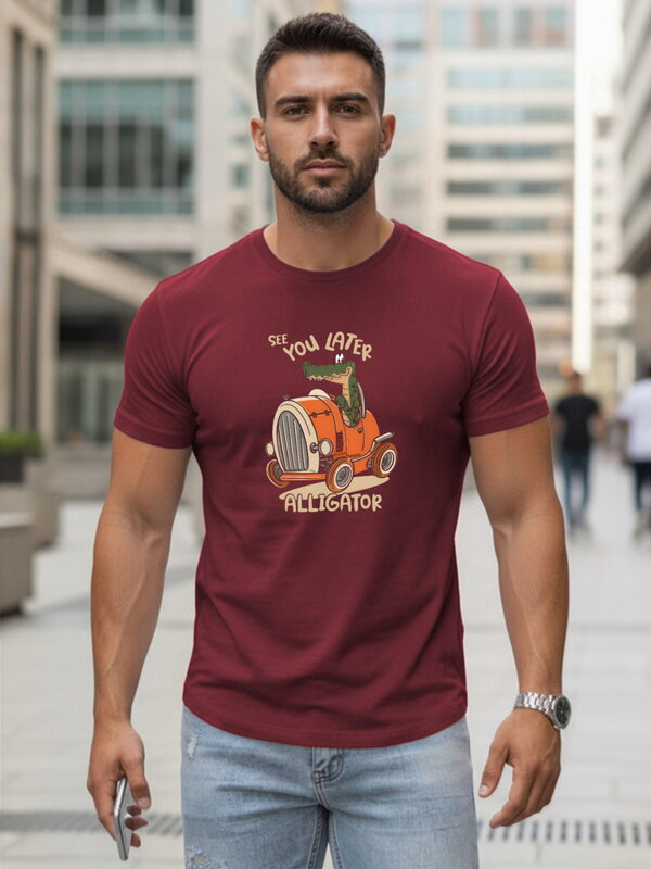 Herren T-Shirt mit Totenkopf und Blumendruck NX079R