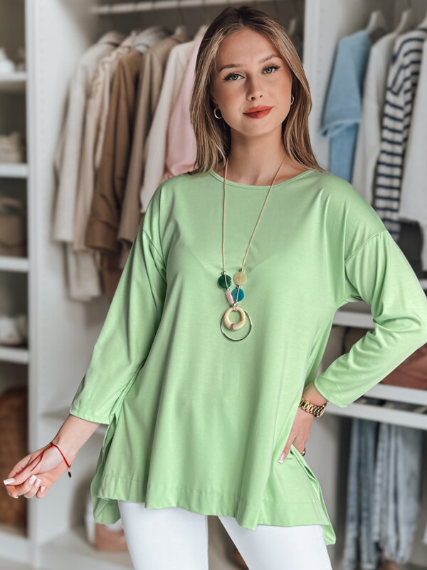 Bluzka damska one size oversize z wisiorkiem COMFILA jasnozielona Dstreet RY2792