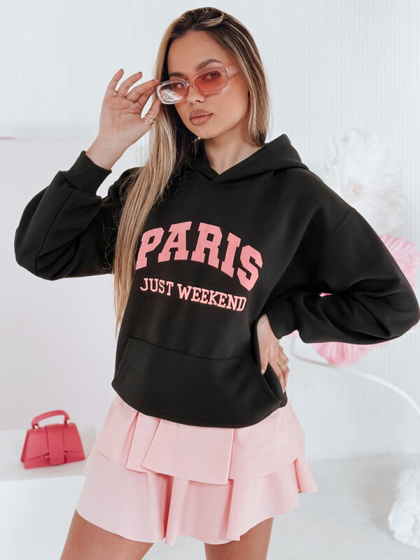 Čierna dámska mikina PARISSIA oversize s kapucňou BY1453