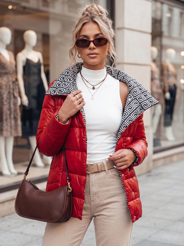 DELSY dámska bunda červená Dstreet TY4417