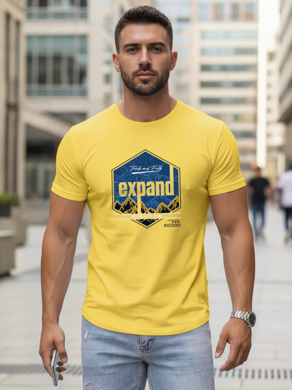 Bedrucktes Herren-T-Shirt EXPAND gelb Dstreet NX5004R