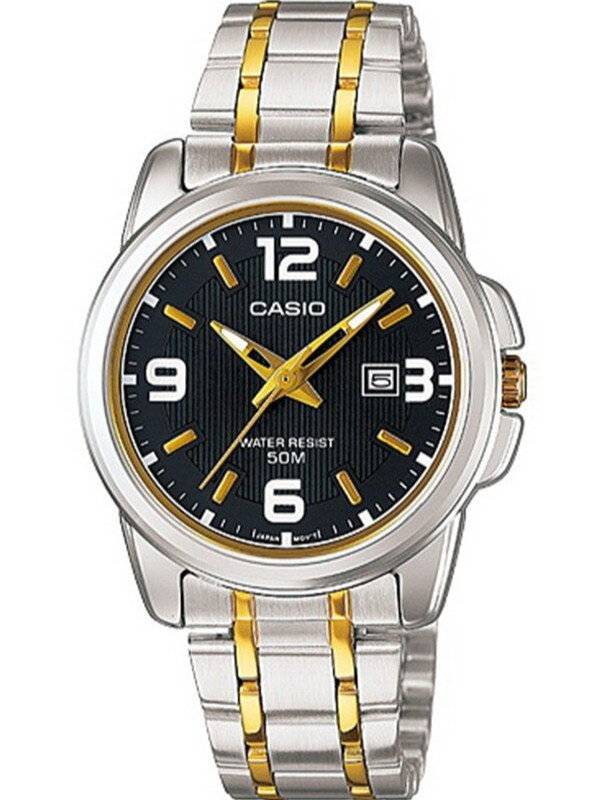 Dámske hodinky Casio LTP-1314SG-1A bicolor s čiernym ciferníkom a boxom
